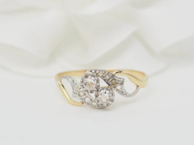 Bague 59 Bague Toi & Moi en or bicolore et diamants 58 Facettes 33092