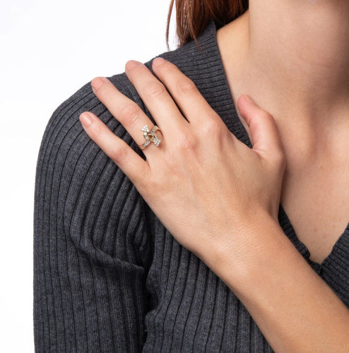 Bague 52.5 Bague de contournement de flèche de diamant vintage en or jaune 14 carats 58 Facettes G12644