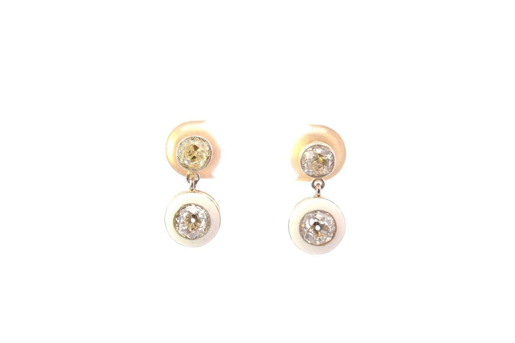 Boucles d'oreilles Boucles d'oreilles diamants, or, émail 58 Facettes