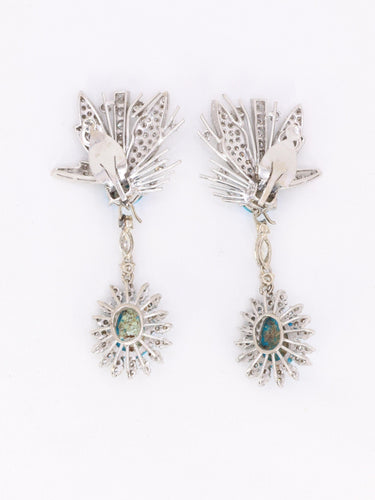 Boucles d'oreilles Boucles d'oreilles pendantes turquoises diamants 58 Facettes 1118.2