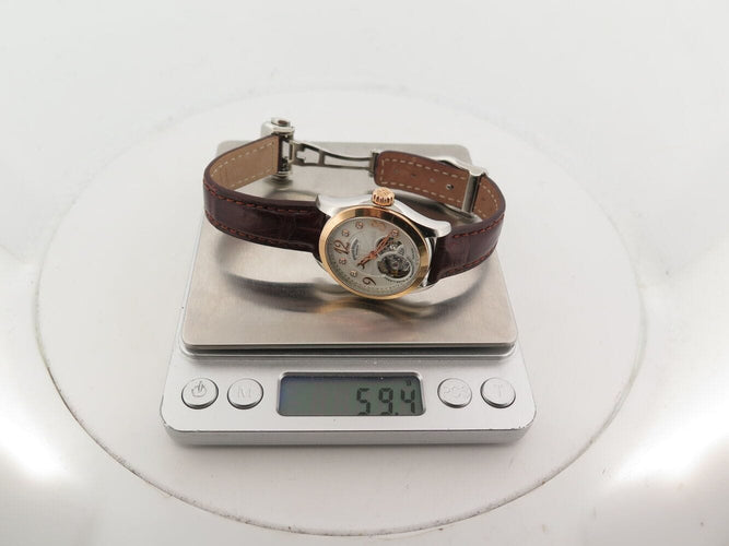 montre ARMAND NICOLET ll9 8653a-an-p953mr8 34mm acier or rose 18k diamants