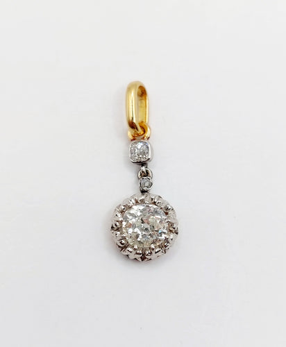 Pendentif antique taille ancienne en or 18k et platine et diamants