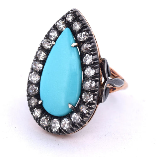 Bague 55 Bague en or turquoise de l'époque victorienne 58 Facettes