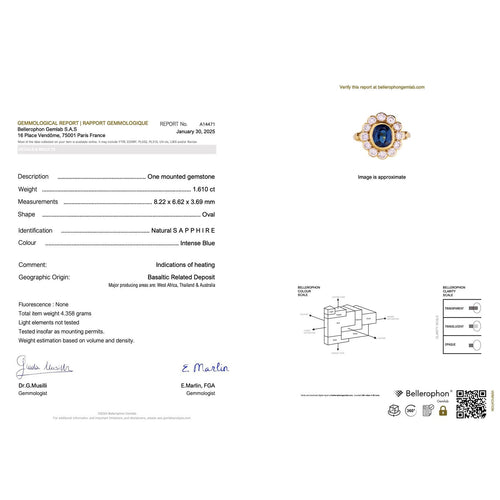 Bague 55 Bague Pompadour or jaune et blanc, saphir, diamants. 58 Facettes 34353