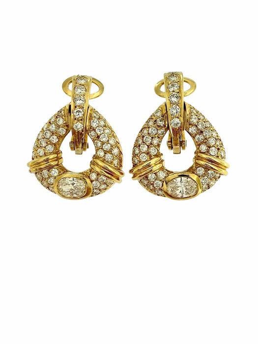 Boucles d'oreilles or jaune avec diamants naturels de 2,50 carats certifiés HRD