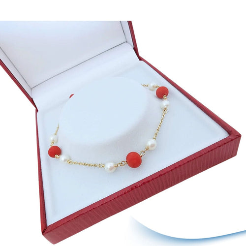 Bracelet Bracelet perles de corail - perles de culture Or 18 K 58 Facettes AA 1695