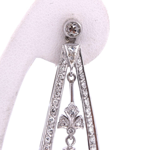 Boucles d'oreilles Boucles d'oreilles Art Déco en or blanc, perles et diamants 58 Facettes