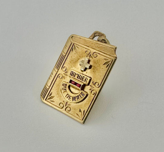Pendentif AUGIS - Médaille Livre or jaune, rubis 58 Facettes
