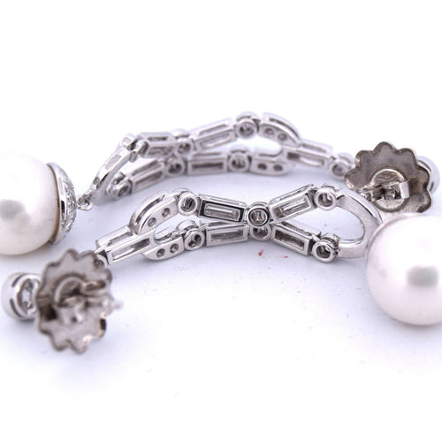 Boucles d'oreilles ART DÉCO' - BOUCLES D'OREILLES EN PLATINE - PERLES NATURELLES ET DIAMANTS 58 Facettes