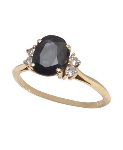 Bague épaulée Or jaune 18K Saphir Diamant