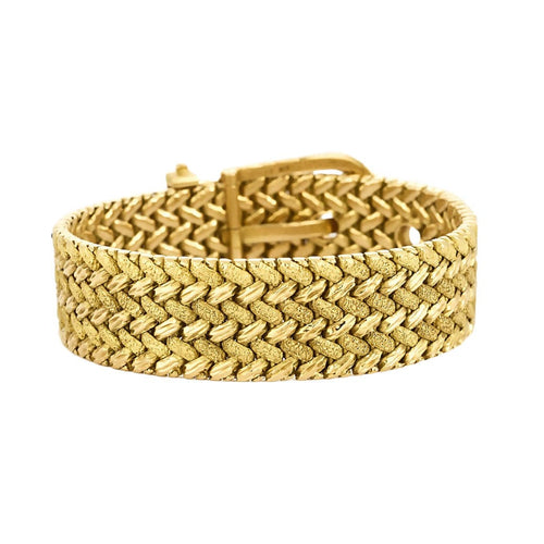Bracelet Hermès - Collection Prélude - Rare Bracelet Vintage en or jaune tressé et texturé 58 Facettes BIA1153