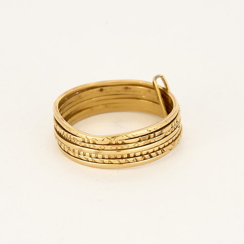 Bague 58.5 Bague semainier vintage en or jaune 58 Facettes