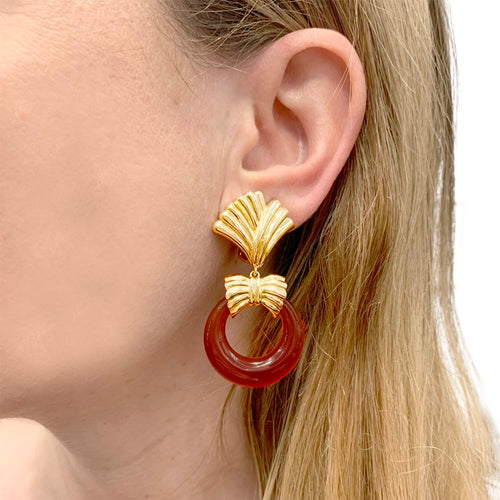 Boucles d'oreilles Boucles d'oreilles transformables Van Cleef & Arpels, or jaune, pierres de couleur. 58 Facettes 35275