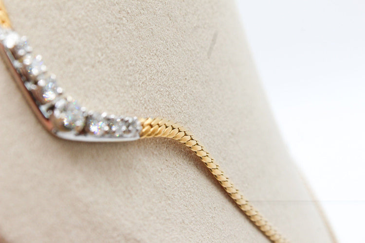 Collier Collier maille anglaise or jaune, diamants 58 Facettes 250197