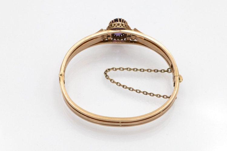 Bracelet Bracelet ancien en or jaune avec améthyste et perles, fin 19e début 20e siècle 58 Facettes 11723