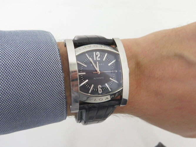 Montre montre BULGARI assioma aa48s 48mm acier bracelet croco automatique 58 Facettes 270919