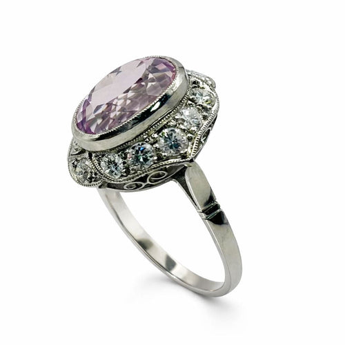 Bague 55 Bague en platine avec diamants et kunzite 58 Facettes 50336