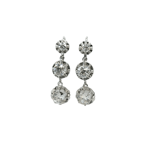 Boucles d'oreilles Paire de Boucles d’oreilles Or blanc et Diamants - Année 1940 58 Facettes 1.0000796/1