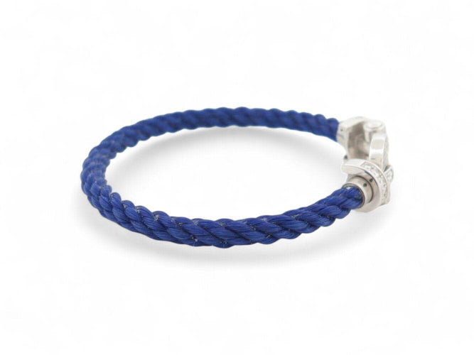 Bracelet bracelet FRED force 10 gm ob0050 t15 or blanc 18k diamants 0.9ct 2 cables 58 Facettes 269619