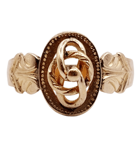 Bague 54.5 Bague chevalière victorienne or rose, décorations finement ciselées (circa 1890) 58 Facettes A04854