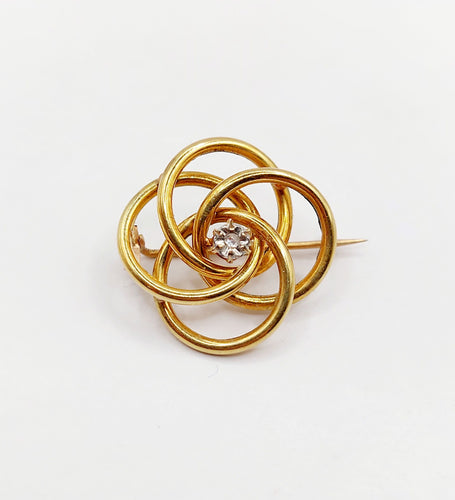 Broche Broche fleur art nouveau en or 18k et diamant taille rose 58 Facettes A06423