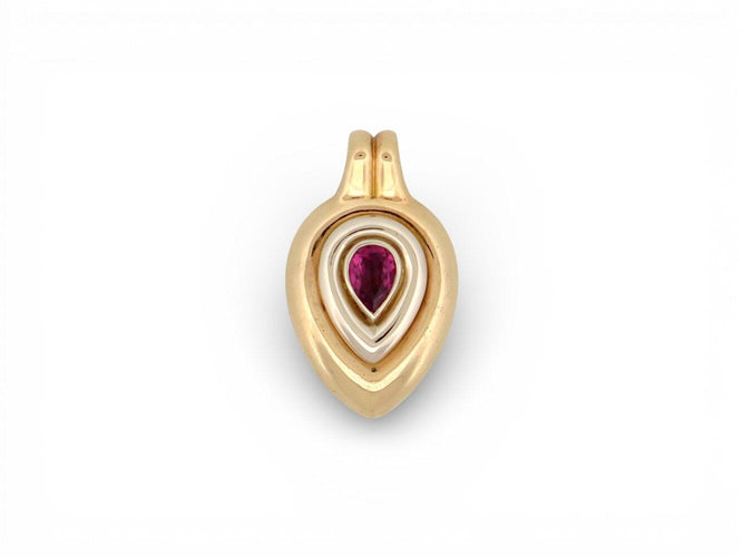 Pendentif vintage pendentif POIRAY en or jaune 18k 11gr serti pierre rose 58 Facettes 272210