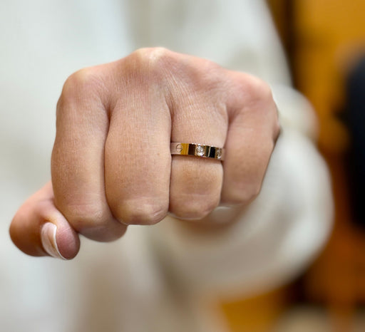 Bague 52 Alliance Cartier Love or gris et 1 diamant 58 Facettes