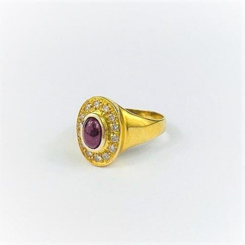 Bague Bague Or Jaune avec Racine de Rubis et Diamant 58 Facettes 0000555