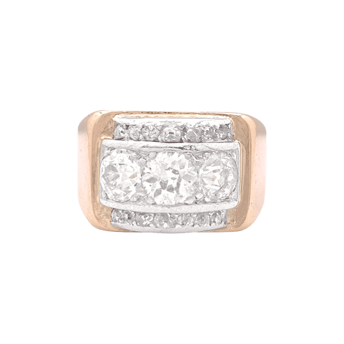 Bague 58 Bague tank or rose, blanc et diamants. 58 Facettes 34324