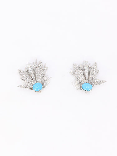 Boucles d'oreilles Boucles d'oreilles pendantes turquoises diamants 58 Facettes 1118.2