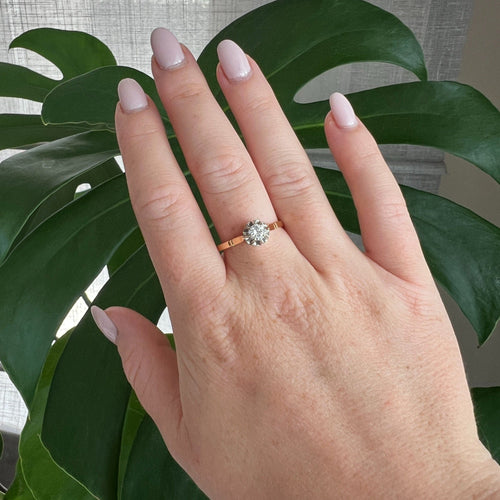 Bague 63 Solitaire Vintage Or Platine et Diamants 58 Facettes 305