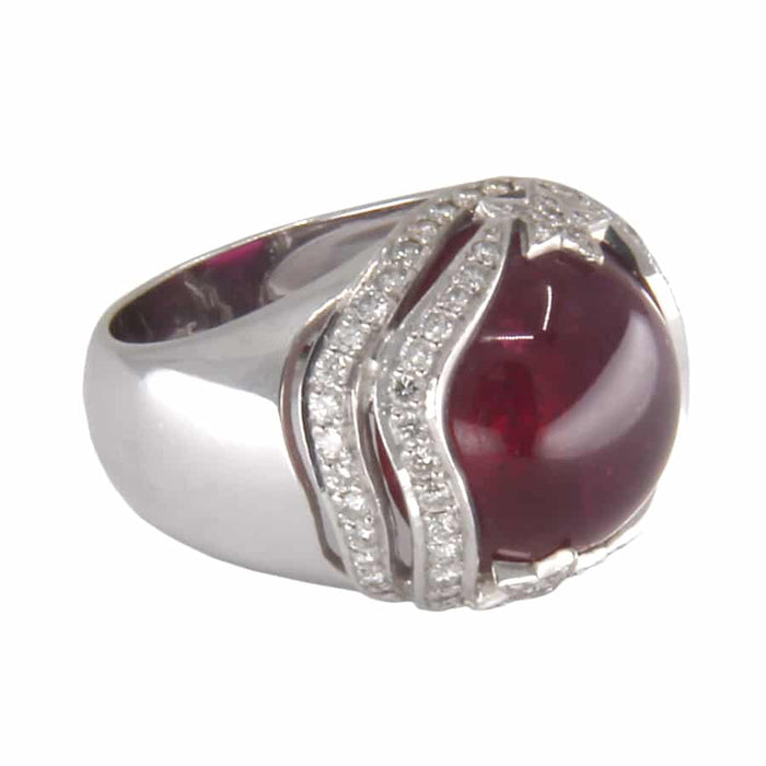 Bague 54 Bague en or blanc, tourmaline rose et diamant 58 Facettes O51-00037