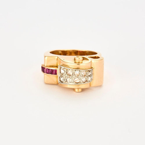 Bague 56 bague tank or jaune diamants rubis 58 Facettes