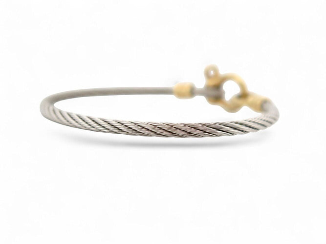 Bracelet vintage bracelet FRED force 10 t17 cable en acier & manille or jaune 18k 58 Facettes 269964