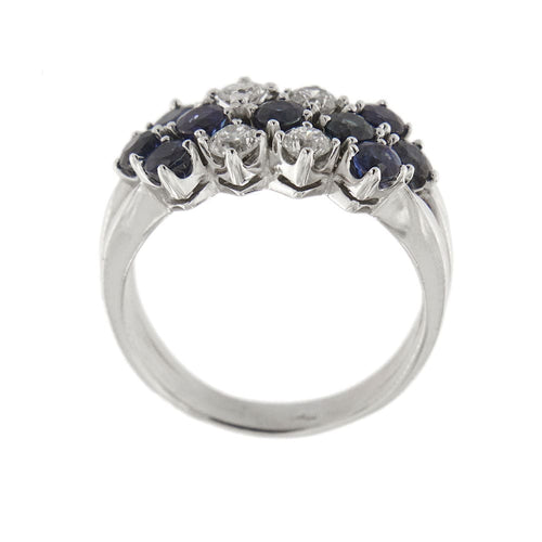 Bague 56 Bague 3 rangs diamants et saphirs 58 Facettes 30225