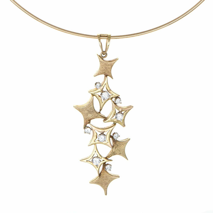 Collier Collier d'étoile en cascade de diamant en or jaune rétro 58 Facettes G13680