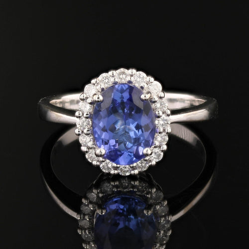 Bague 52 Bague or blanc tanzanite diamants 58 Facettes 25-091