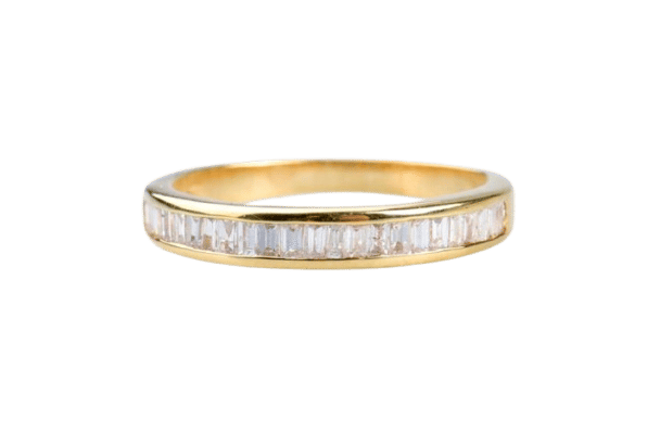 Bague 56 Bague demi-alliance en or jaune – Diamants baguette sertis rail 58 Facettes BG11189476-107