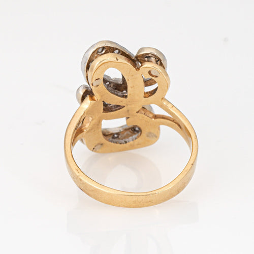 Bague Bague initiale G en diamant, vintage, or jaune 14 carats, taille 3,75, bijoux de succession 58 Facettes G13894