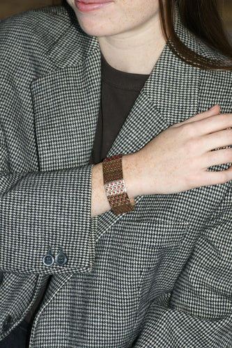 Bracelet Bracelet Ruban Art Déco, Rubis sur Or Rose et Argent 58 Facettes