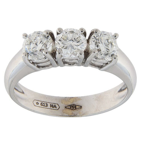 Bague 54 Bague trilogie en or blanc avec diamants certifiés GIA de 1,51 ct 58 Facettes G3823