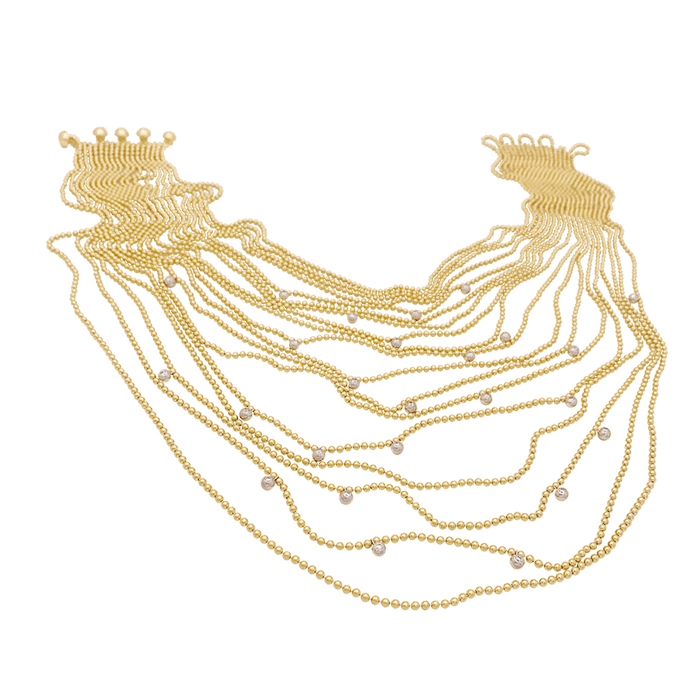 Collier Cartier, "Draperie de Décolleté", or jaune, or blanc et diamants.