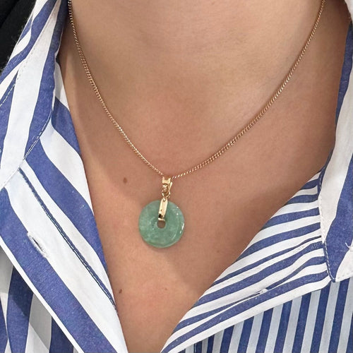 Pendentif Pendentif or jaune et jade jadeite 58 Facettes Z15B51612