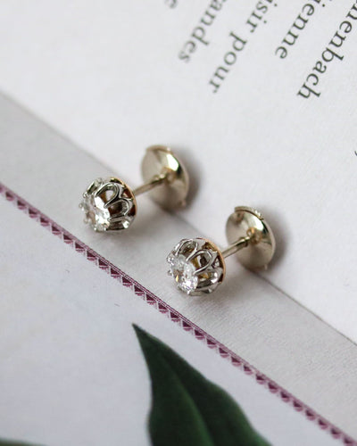 Boucles d'oreilles Paire de Puces d'Oreilles Anciennes Or blanc Diamants 58 Facettes A11533