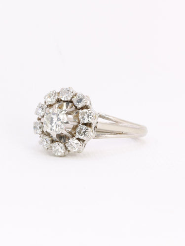 Bague marguerite or blanc diamants 1,10 ct