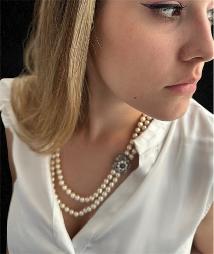 Collier Magnifique collier de perles à double rang 58 Facettes