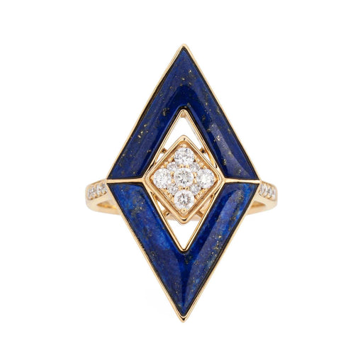 Bague 54 Bague Triangle Diamant Lapis Lazuli Estate Bijoux Cocktail Or Jaune 58 Facettes G13172
