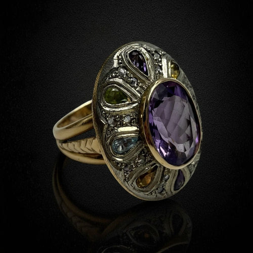 Bague Bague artistique ornée de pierres multicolores 58 Facettes