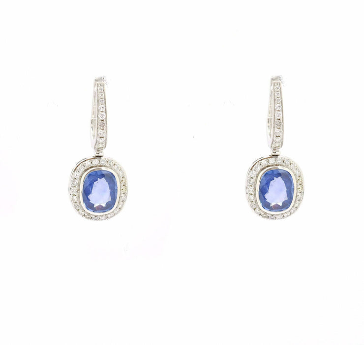 Boucles d'oreilles Boucles d'oreilles avec saphir Ceylan No Heat et diamants 58 Facettes