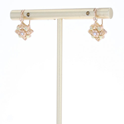 Boucles d'oreilles Dormeuses anciennes losangiques perles fines 58 Facettes 25-106